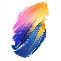 Wall Mural - Vibrant Abstract Brush Stroke Art in Bright Shades of Pink, Orange, Yellow, and Blue on Clean White Background