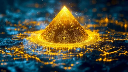 Wall Mural - cosmic pyramid: a celestial tapestry of stars, constellations, and astral wonders. an abstract digit