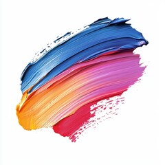 Wall Mural - vivid brush stroke of blue, orange, and pink acrylic paint on white canvas for colorful artistic bac