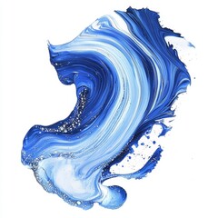 Wall Mural - abstract blue swirl design with white accents and fluid paint texture capturing motion and depth sui