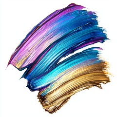 Wall Mural - colorful brushstrokes of blue and gold paint creating a vibrant abstract composition on white backgr