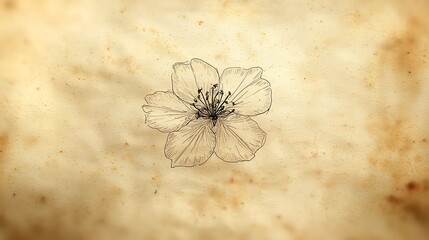 Wall Mural - Detailed sketch of a flower on parchment, for historical book illustrations