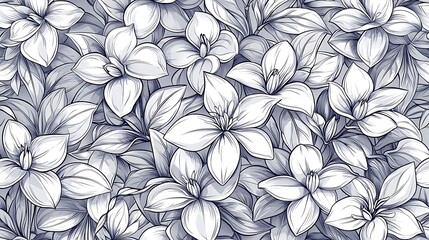 Wall Mural - Floral seamless pattern with white flowers and gray leaves, for textile or wallpaper