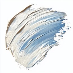 Wall Mural - abstract blue and beige paint smear on white canvas with textured brush strokes creating a modern ar