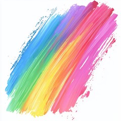 Wall Mural - vibrant and colorful brush stroke blending shades of blue, green, yellow, orange, red, and pink on a