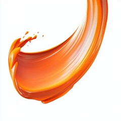 Wall Mural - vibrant orange paint stroke flowing smoothly on a bright background art surface