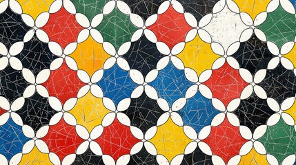 Wall Mural - vibrant abstract geometric pattern: colorful, intricate design, bold shapes, and a modern texture fo