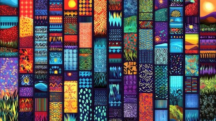 Wall Mural - vibrant abstract mosaic pattern: colorful geometric textile design, perfect for fashion, prints, and