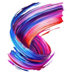 Wall Mural - vibrant abstract paint brush strokes in dynamic curved motion with colorful swirls of blue, pink, an