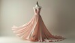 © RESTY - Elegant pale pink gown on a mannequin with flowing skirt