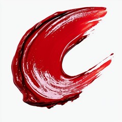 Wall Mural - vibrant red paint stroke isolated on white background creating an artistic display of texture and co
