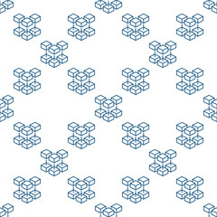 blockchain outline vector minimal seamless pattern - block chain technology background
