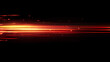 © suldev - Red speed light horizontal straight line on black background. Realistic vector illustration of abstract neon or laser glow motion effect. Long dynamic flare beam and ray with sparkle in movement
