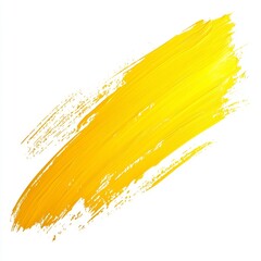 Wall Mural - bright yellow paint stroke on white background, colorful artistic expression, creative design elemen