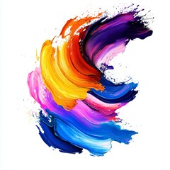 Wall Mural - vibrant abstract colorful brush stroke swirl creating dynamic artistic expression on white backgroun