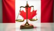 © RESTY - Scales of justice in front of canadian national flag