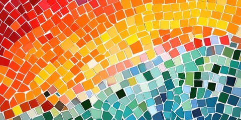 Wall Mural - A vivid mosaic with a spectrum of colors reflecting light, depicting a rainbow.