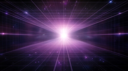 Wall Mural - Abstract Grid Portal to Another Dimension Shining in the Void of Deep Dark Space Background