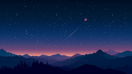 starry night with shooting star
