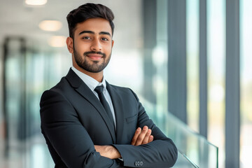 Wall Mural - young businessman standing confidently at office