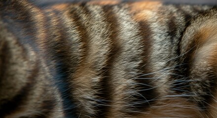 close-up of tabby cat fur pattern with detailed textures
