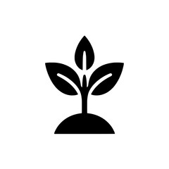 Wall Mural - Sprout Icon: Simple, minimalist icon of a sprouting plant with three leaves, representing growth, new beginnings, and environmental themes. Perfect for presentations, websites, or app design. 