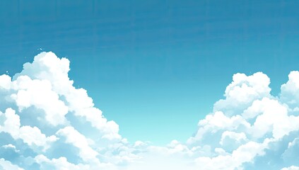 Wall Mural - sunny sky, fluffy clouds, landscape background, digital art, website banner