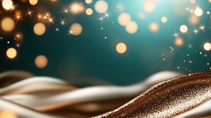 Wall Mural - Captivating Festive Abstract Background with Glittering Golden Sparkles and Luminous Bokeh Lights  Elegant glamorous and shimmering this vibrant and eye catching image creates a sense of and luxury