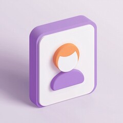 Canvas Print - stylized user icon on a purple and white background featuring a minimalistic portrait of a person wi