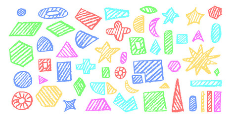 Wall Mural - set of basic geometric shapes. circle, square, rectangle, triangle and other polygons drawn with cha