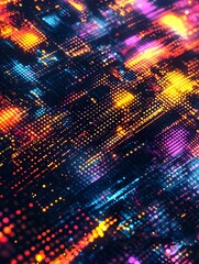 Wall Mural - dazzling digital abstract with vibrant lights and dynamic motion pattern long title this captivating