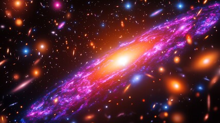 Wall Mural - cosmic dance: an awe-inspiring image of a swirling, vibrant galaxy filled with colorful nebulas and 