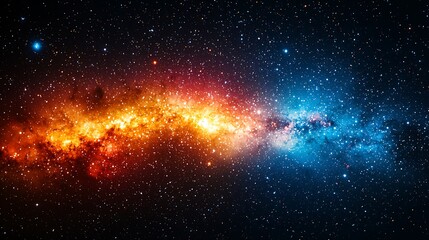 Wall Mural - cosmic tapestry: a breathtaking view of the milky way, a swirling symphony of red and blue hues agai