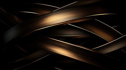 Wall Mural - Interwoven Bronze Ribbons Against a Dark Backdrop Creating a Luxurious Abstract Design 98Char