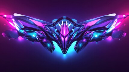 Wall Mural - futuristic abstract design with vibrant neon lights and shapes
