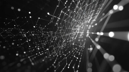 Futuristic Network Connection Visual Design with Nodes and Lines for Technological Advancement
