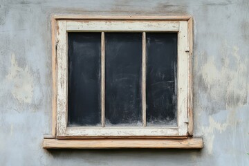 Wall Mural - Old weathered window with three panes on a textured wall