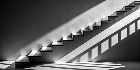 Wall Mural - minimalist monochrome geometric staircase silhouette with dramatic light and shadow