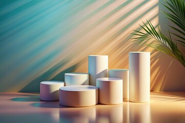 Wall Mural - serene minimalist background: soft white cylinders in gentle light
