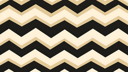 Wall Mural - Zigzag Pattern of Black Beige and Cream Stripes Abstract Geometric Decorative Background Design