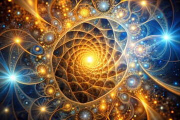 Wall Mural - A Cosmic Spiral of Light and Energy, Weaving Through Infinite Dimensions of Stardust and Celestial Wonders