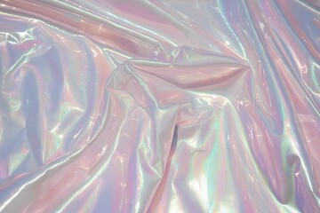 Wall Mural - a high-resolution macro photograph captures an abstract pastel iridescent holographic foil backgroun