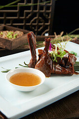 Wall Mural - Hong Kong style tea set with barbecued duck