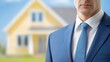 © admin_design - Real estate opportunity, man in suit by a modern home, perfect for investment