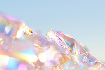 Wall Mural - photo of silver rainbow holographic foil material in macro, showcasing a colorful hologram surface w