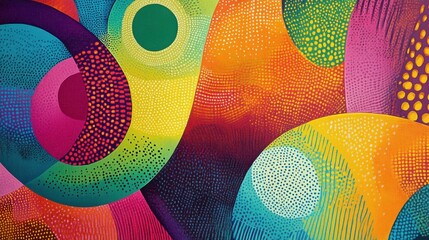 Wall Mural - vibrant abstract background with colorful circular patterns and dots