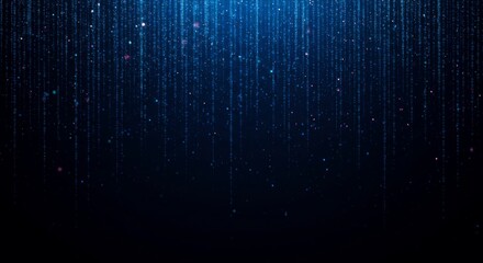 falling binary code and data points on dark blue