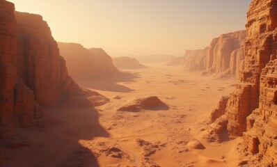 Wall Mural - Serene desert landscape at golden hour