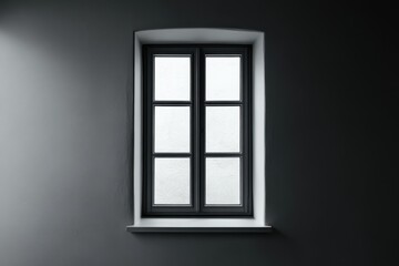 Wall Mural - Window with six panes in a dimly lit room