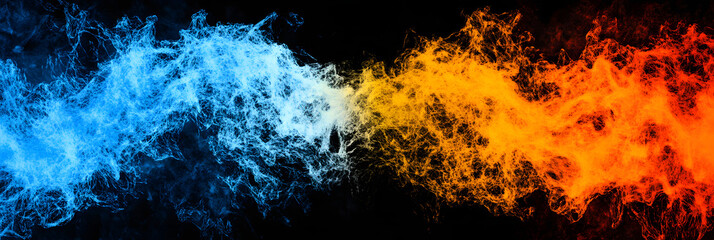 Wall Mural - abstract image of colored waves that may show temperature variations - wide banner - black backgroun